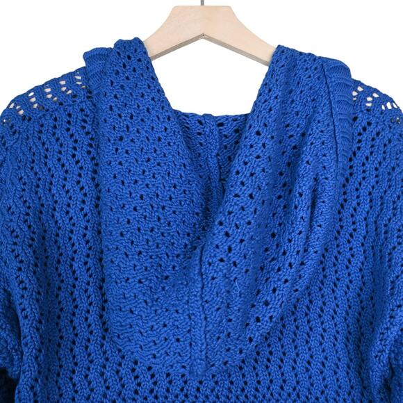 Joie Womens S Aurora Open Stitch Hoodie Sweater in Blue Quartz NEW - Picture 5 of 11